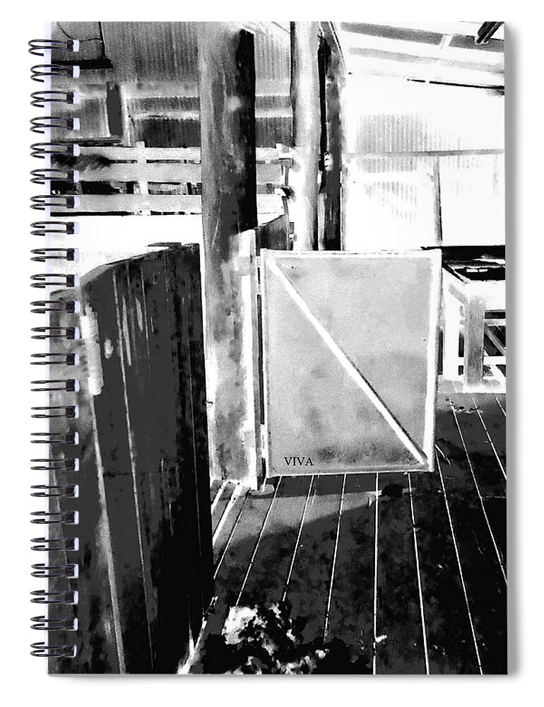 Grayscale Spiral Notebook featuring the photograph Australian Shearing Shed by VIVA Anderson