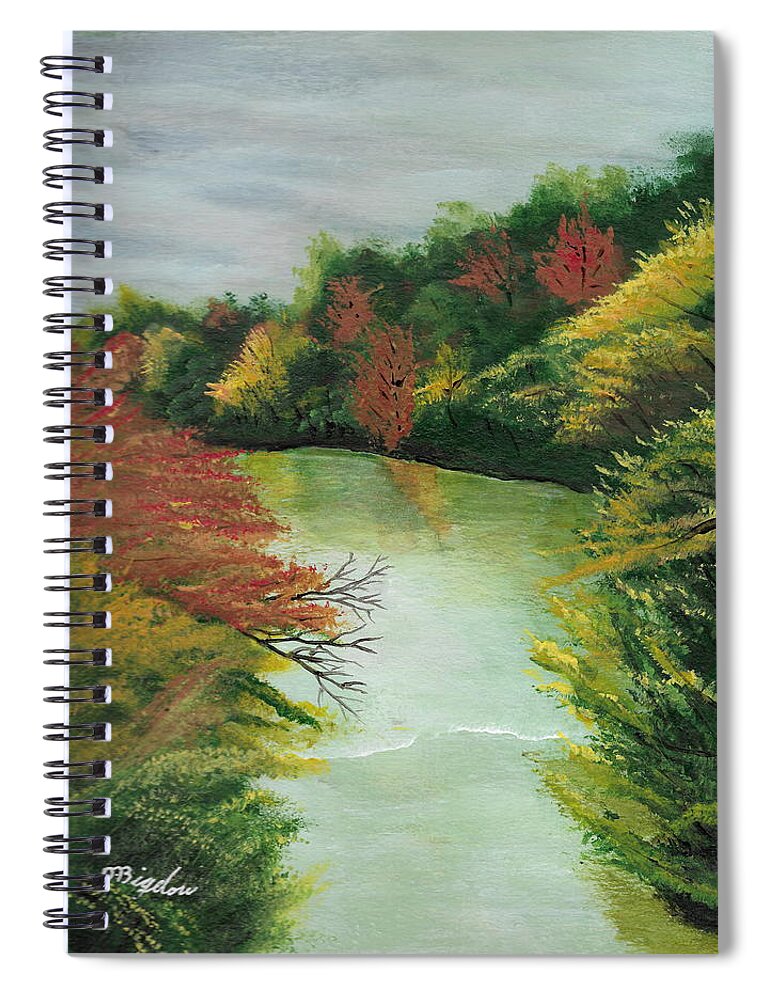 River Spiral Notebook featuring the painting Autum River by David Bigelow