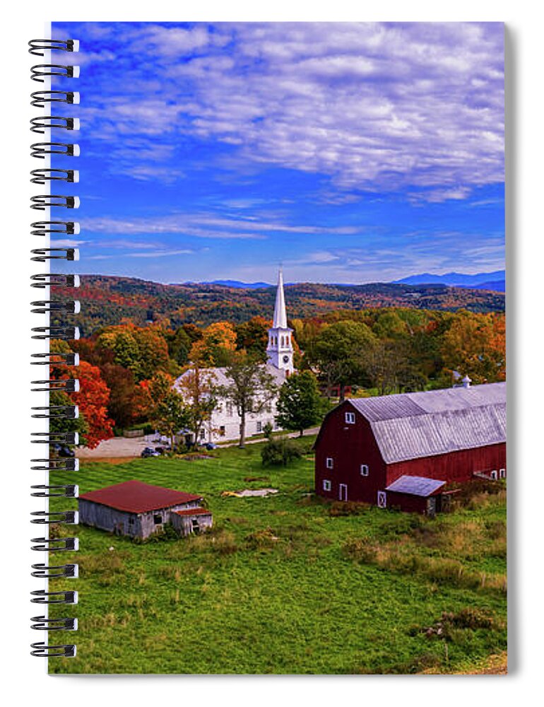 Aerial Photography Spiral Notebook featuring the photograph Autumn above Peacham by Scenic Vermont Photography