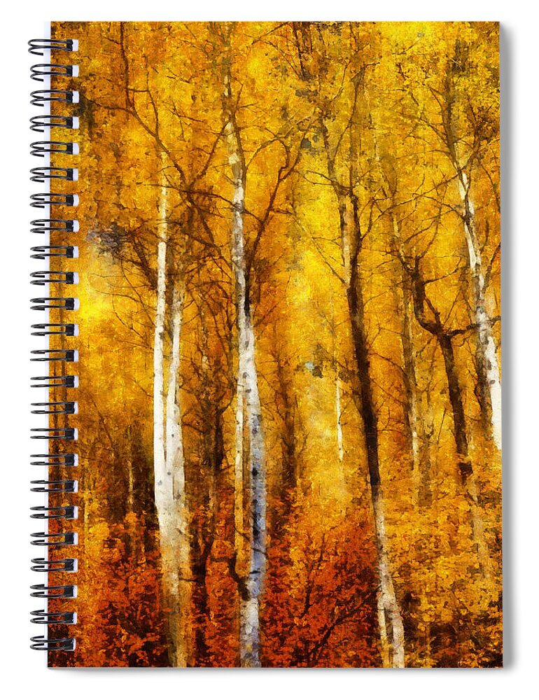 Autumn Aspens Painting Spiral Notebook featuring the painting Autumn Aspens Painting by Dan Sproul