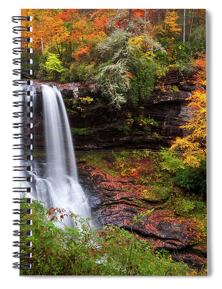 Waterfalls Spiral Notebook featuring the photograph Autumn at Dry Falls - Highlands NC Waterfalls by Dave Allen