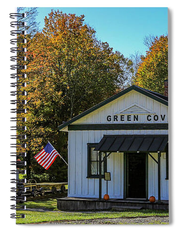 Autumn Spiral Notebook featuring the photograph Autumn at the Depot by Dale R Carlson