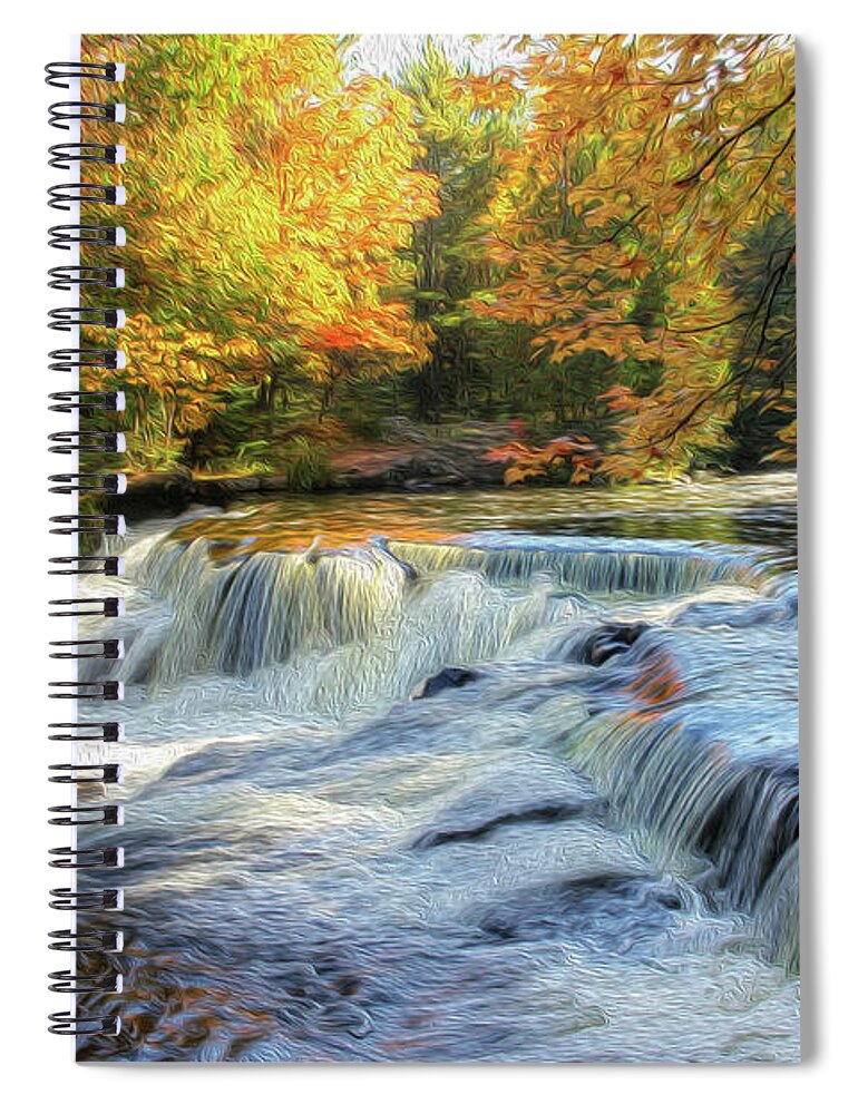 Waterfalls Spiral Notebook featuring the photograph Painting of Autumn at the Cascades by Robert Carter