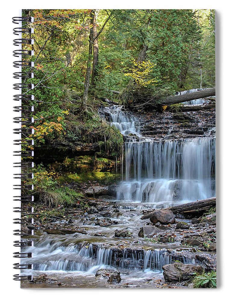 Usa Spiral Notebook featuring the photograph Autumn at Wagner Falls by Robert Carter