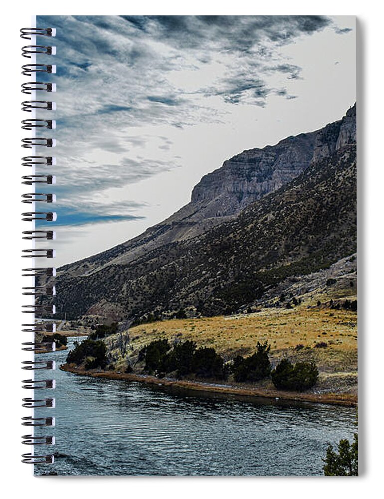 River Spiral Notebook featuring the photograph Autumn at Wind River Canyon by Laura Putman