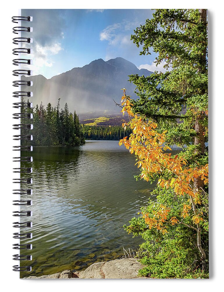 Autumn Beginnings Canadian Rockies Spiral Notebook featuring the photograph Autumn Beginnings Canadian Rockies by Dan Sproul