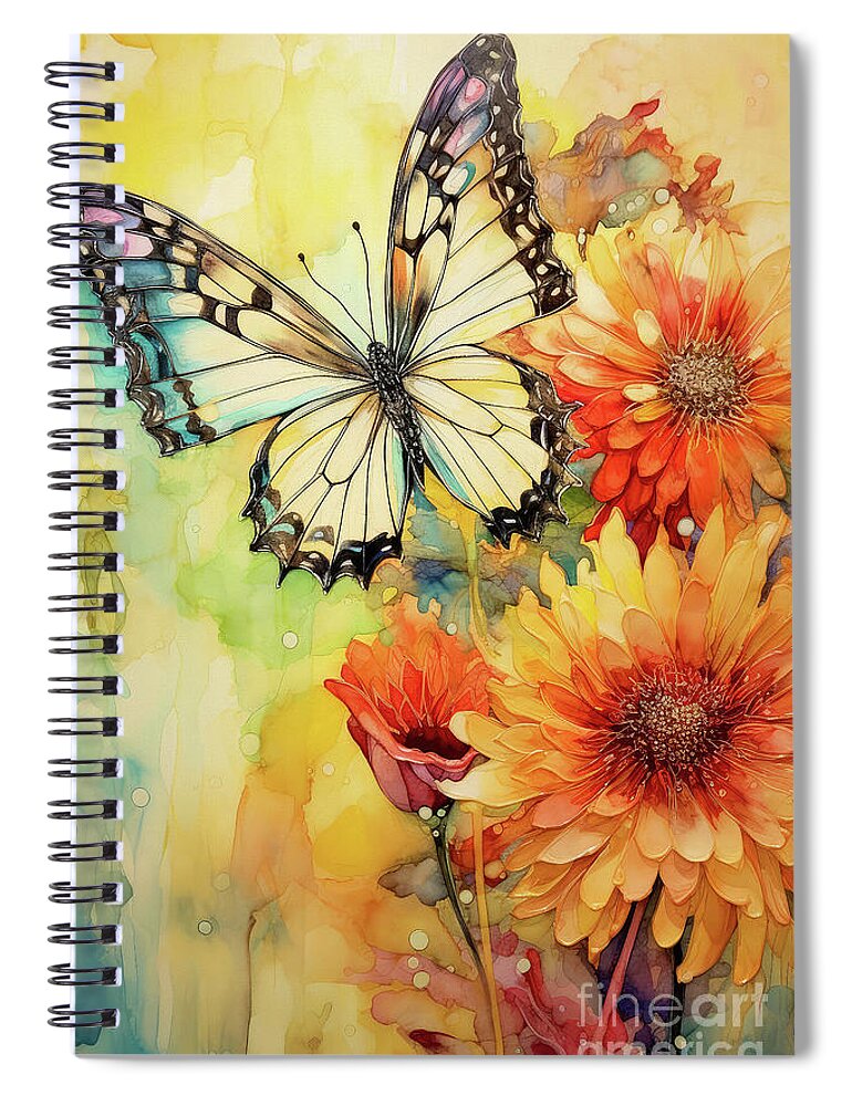 Butterfly Spiral Notebook featuring the painting Autumn Butterfly by Tina LeCour
