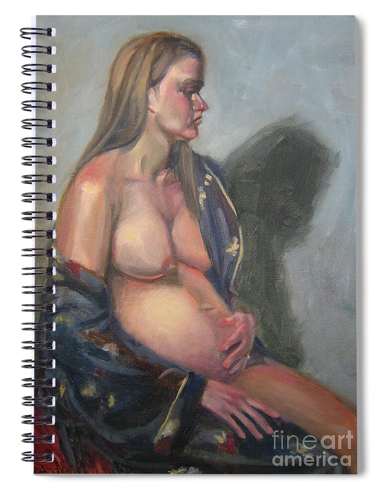 Maternity Spiral Notebook featuring the painting Autumn Child by Lilibeth Andre