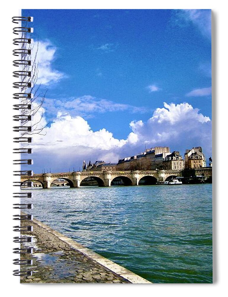 Paris Spiral Notebook featuring the photograph Autumn Day Along the Seine by Tanya White