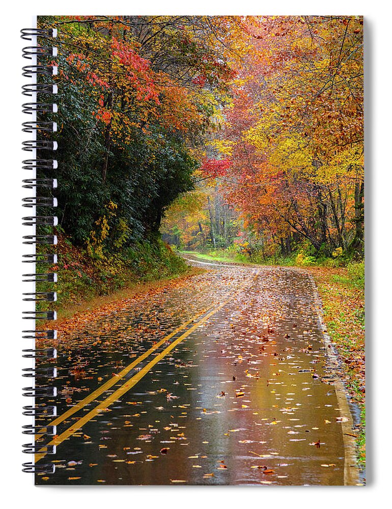 Carolina Spiral Notebook featuring the photograph Autumn Drive II by Debra and Dave Vanderlaan