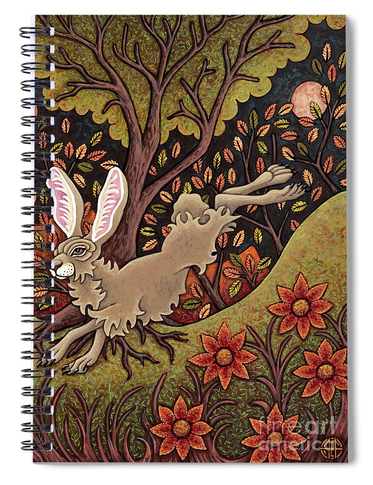 Hare Spiral Notebook featuring the painting Autumn Evenfall by Amy E Fraser