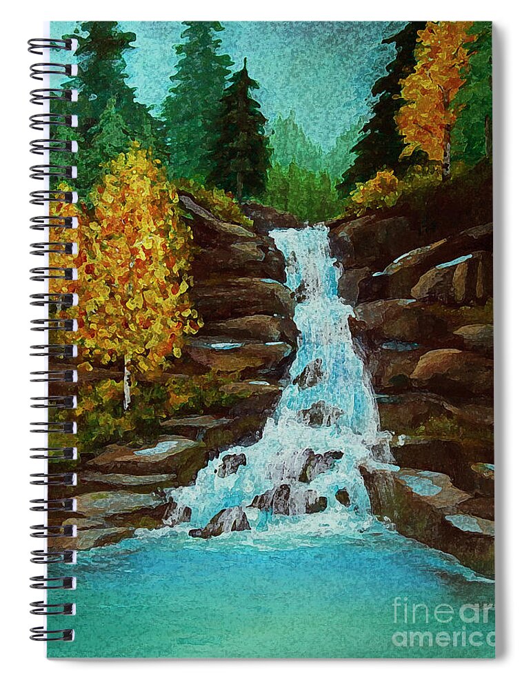 Landscape Spiral Notebook featuring the painting Autumn Falls by Jeanette French