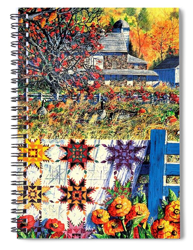 Autumn Spiral Notebook featuring the painting Autumn Farm by Diane Phalen
