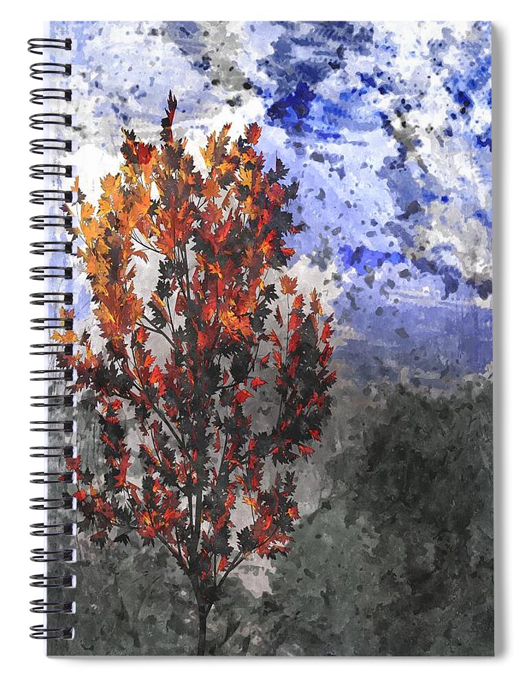 Wind Spiral Notebook featuring the painting Autumn Flame In The Breeze Abstract by David Dehner