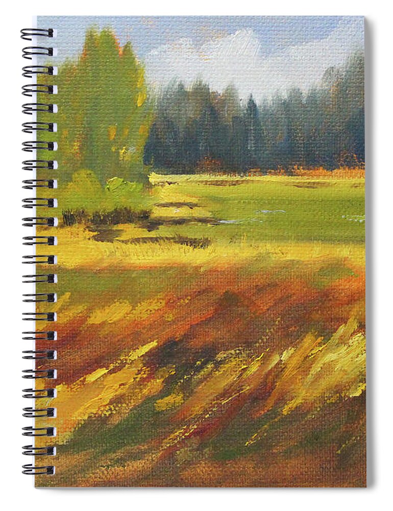 Autumn Field Spiral Notebook featuring the painting Autumn Grasses by Nancy Merkle