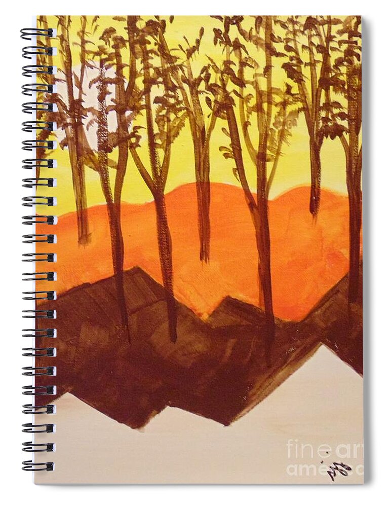 Landscape Spiral Notebook featuring the painting Autumn Hills by Saundra Johnson