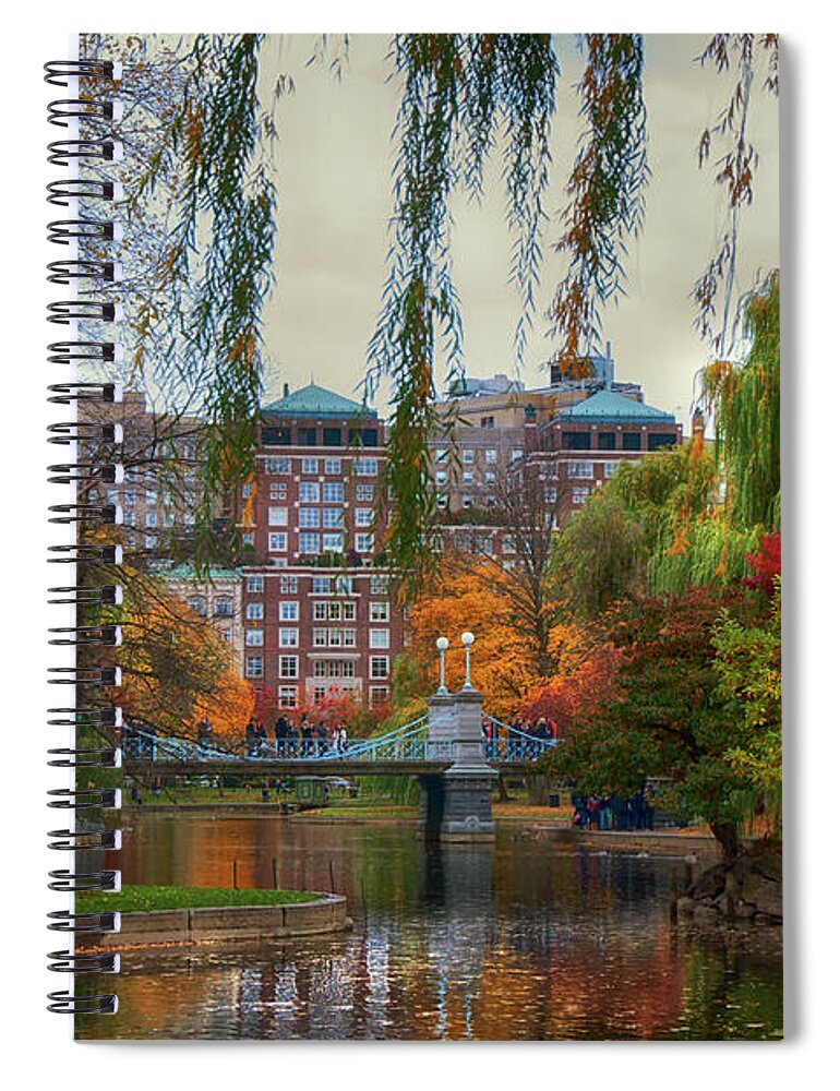 Willow Spiral Notebook featuring the photograph Autumn in Boston Garden by Joann Vitali