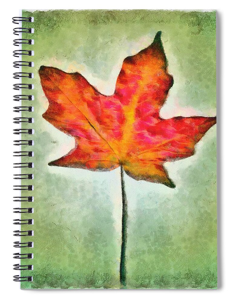 Leaf Spiral Notebook featuring the mixed media Autumn Leaf by Christopher Reed