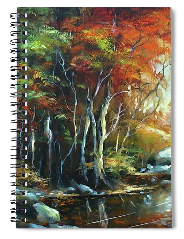 Landscape Spiral Notebook featuring the painting Autumn Light by Michael Lang