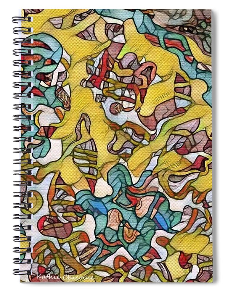 Abstract Spiral Notebook featuring the digital art Autumn Maze by Kathie Chicoine