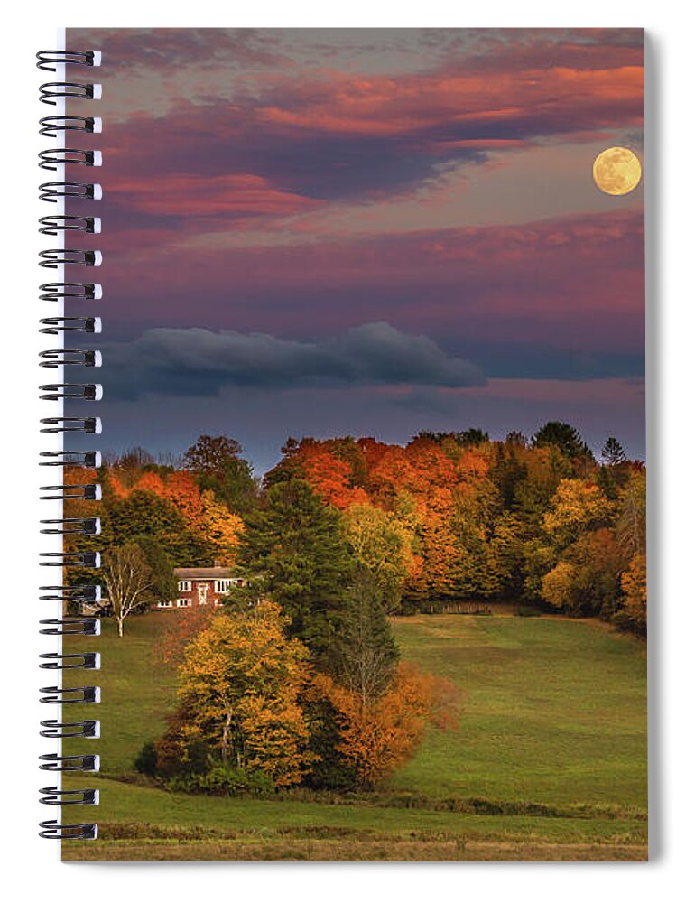 Moon Spiral Notebook featuring the photograph Autumn Moonrise by Tim Kirchoff