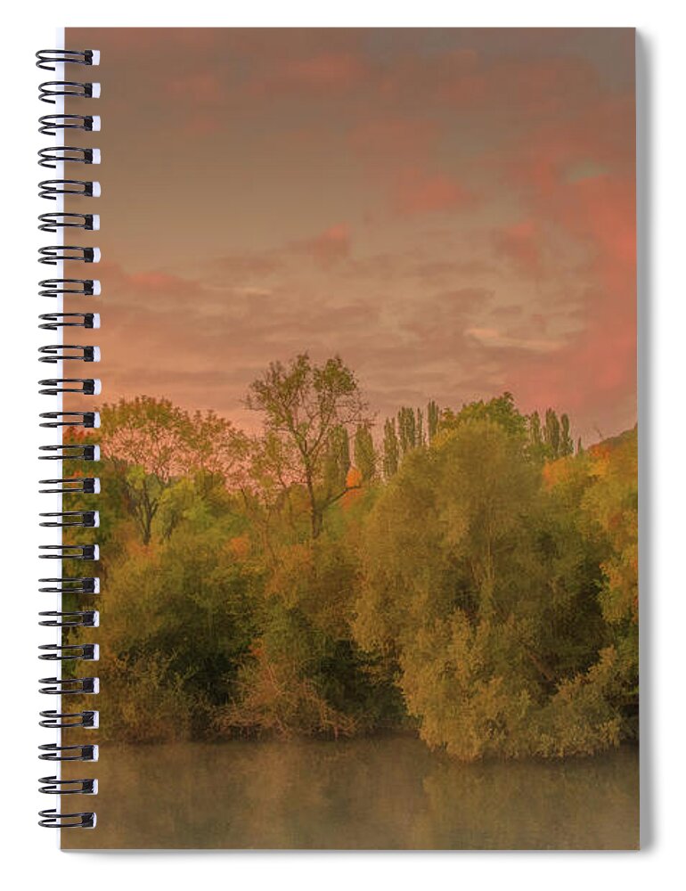 France Spiral Notebook featuring the photograph Autumn Morning Along the Shore of the River Seine by Marcy Wielfaert