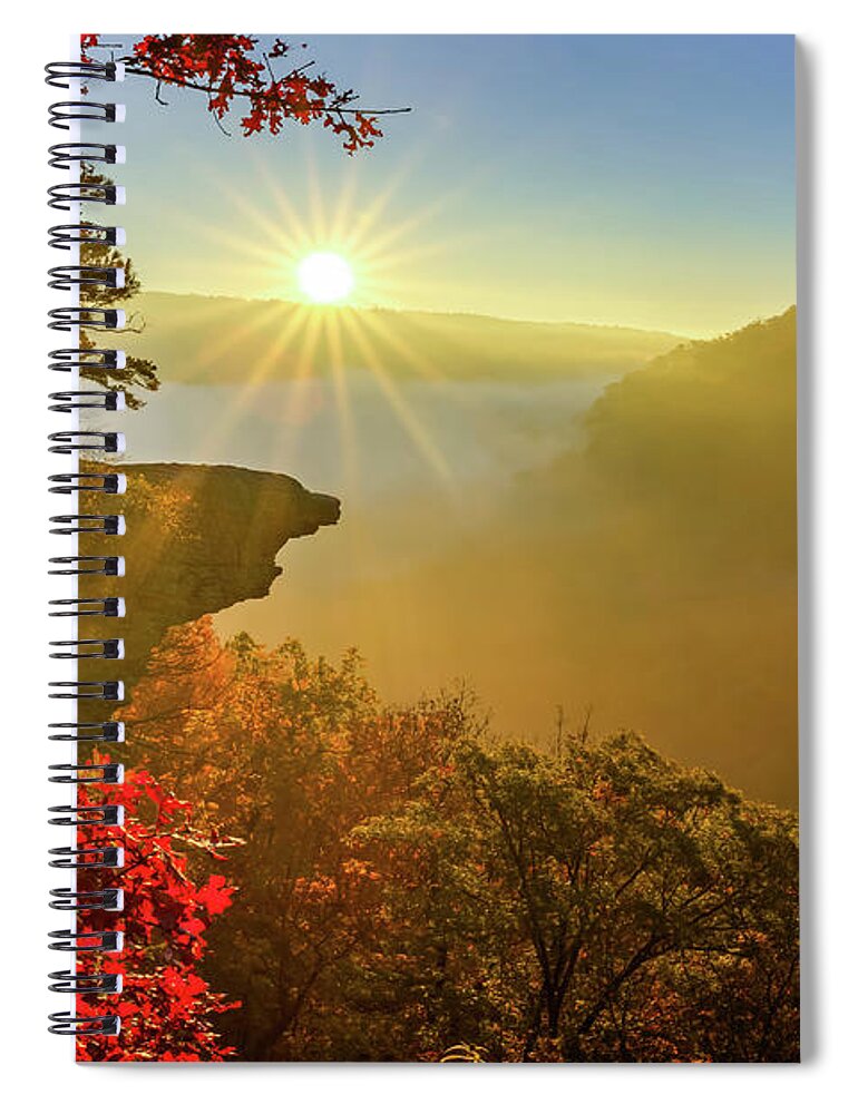 Ozark Forest Spiral Notebook featuring the photograph Autumn Morning Glory At Hawksbill Crag - Ozark National Forest by Gregory Ballos