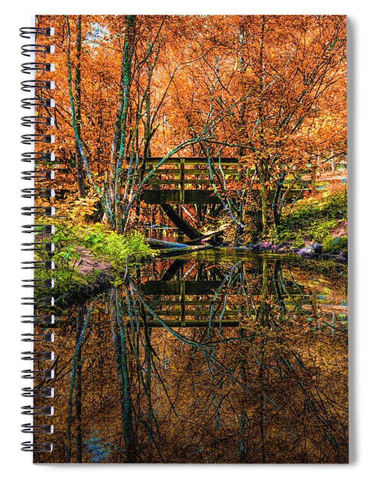 Fall Spiral Notebook featuring the photograph Autumn Reflecting Pools at the Top of Amicalola Falls by Debra and Dave Vanderlaan
