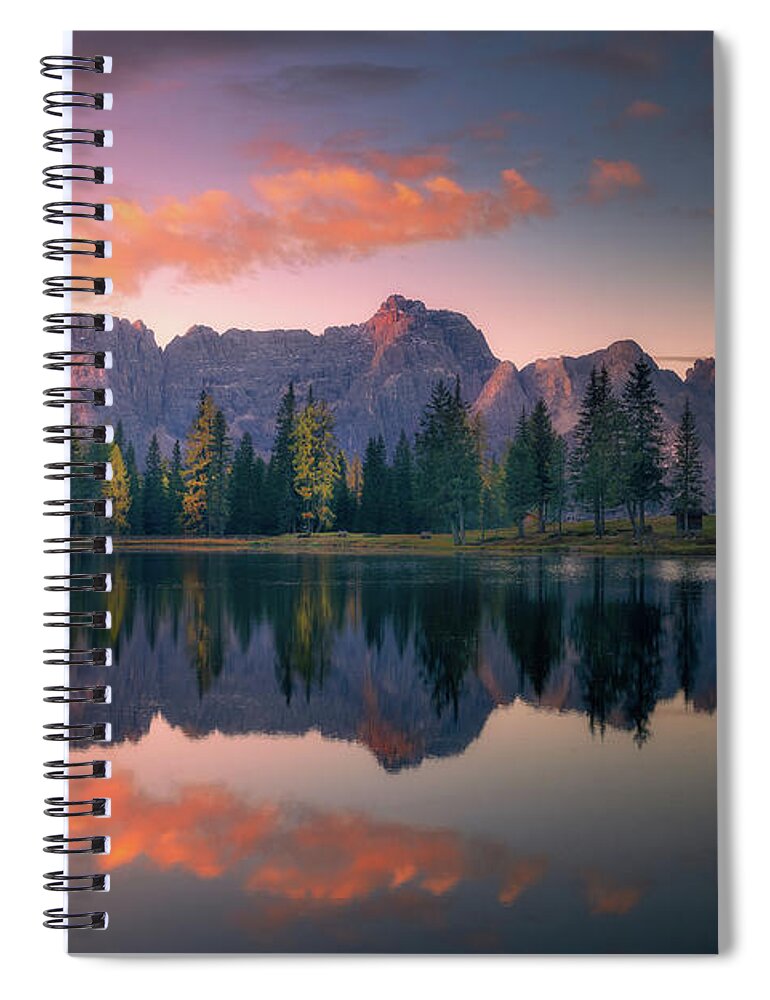 Autumn Spiral Notebook featuring the photograph Autumn reflections at Misurina by Henry w Liu