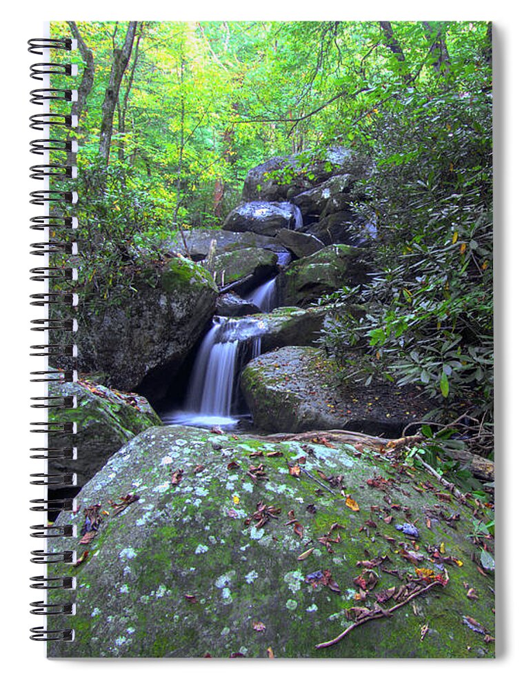 South Mountain State Park Spiral Notebook featuring the photograph Autumn - Serenity At A Cascading Waterfall by Amy Dundon