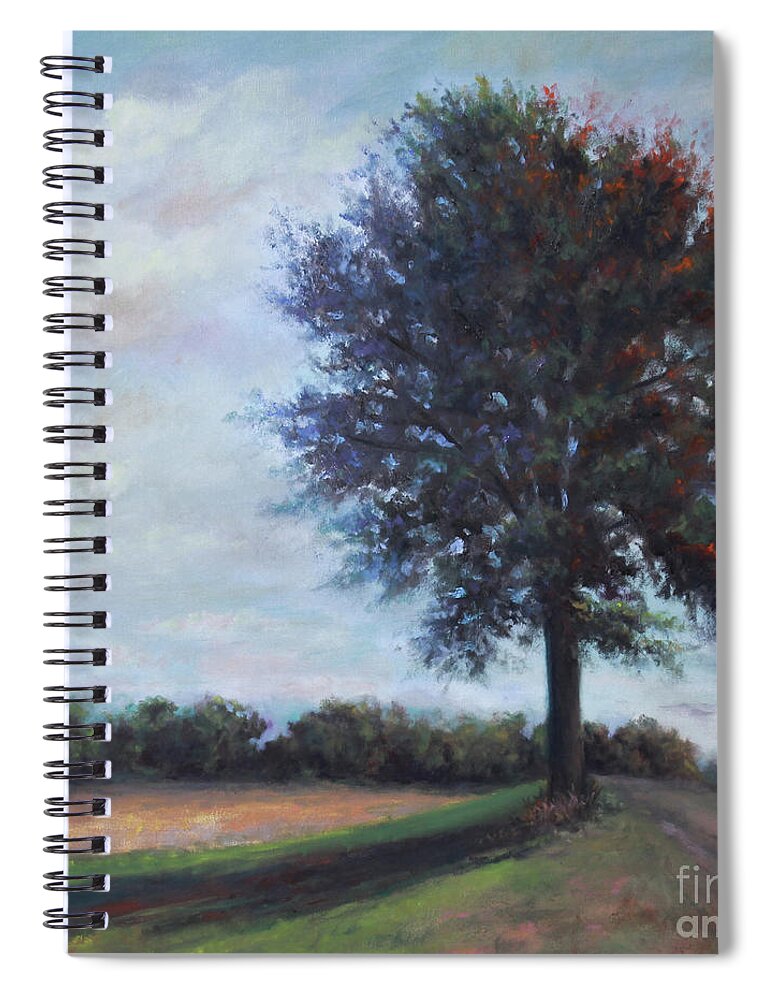 Contemporary Landscape Of An Autumn Tree And Cast Shadow Spiral Notebook featuring the painting Autumn Shadows by Terri Meyer