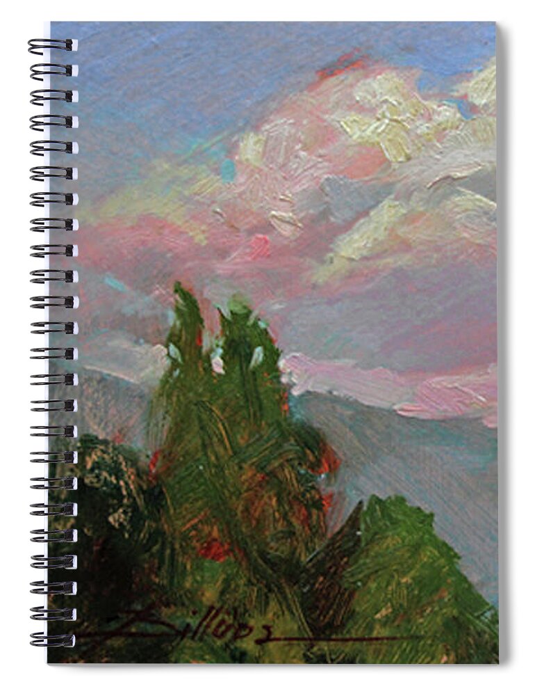 Plein Air Painting Of Clouds Spiral Notebook featuring the painting Autumn Skies by Betty Jean Billups