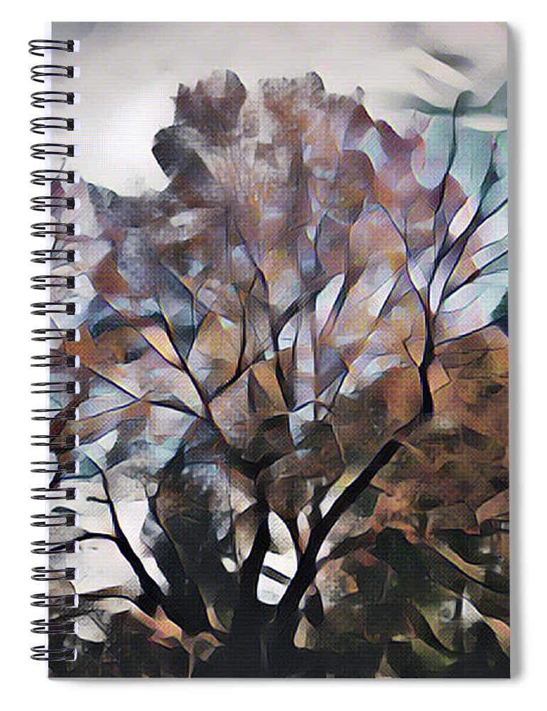 Autumn Spiral Notebook featuring the mixed media Autumn Skyline by Christopher Reed