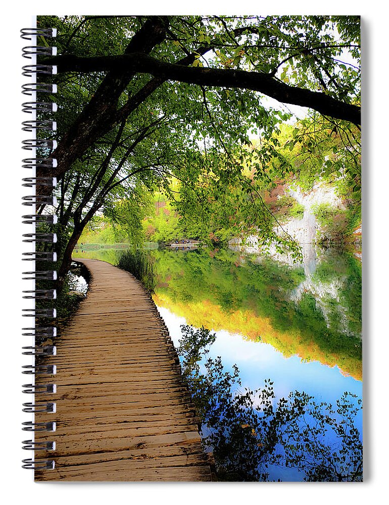 Trail Spiral Notebook featuring the photograph Autumn Stroll by Andrea Whitaker