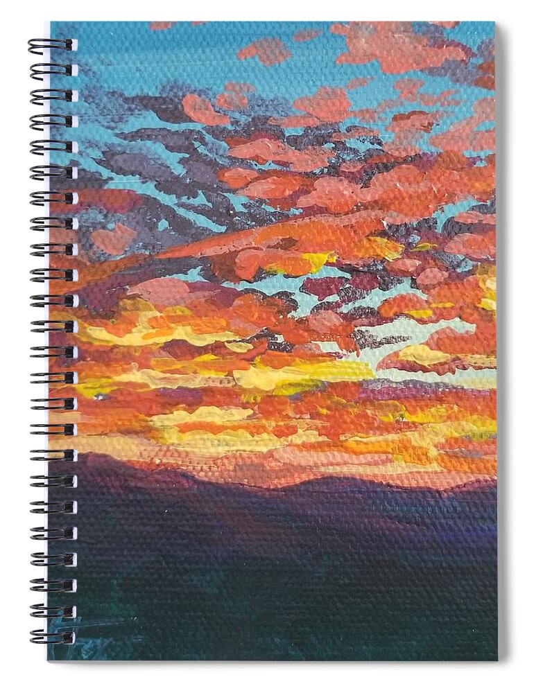 Sunset Spiral Notebook featuring the painting Autumn Sunset by Allison Fox