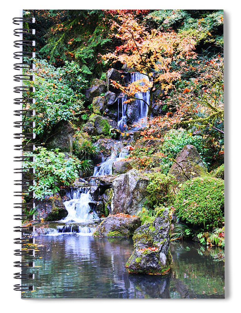 Japanese Gardens Spiral Notebook featuring the photograph Autumn Zen by Carol Groenen