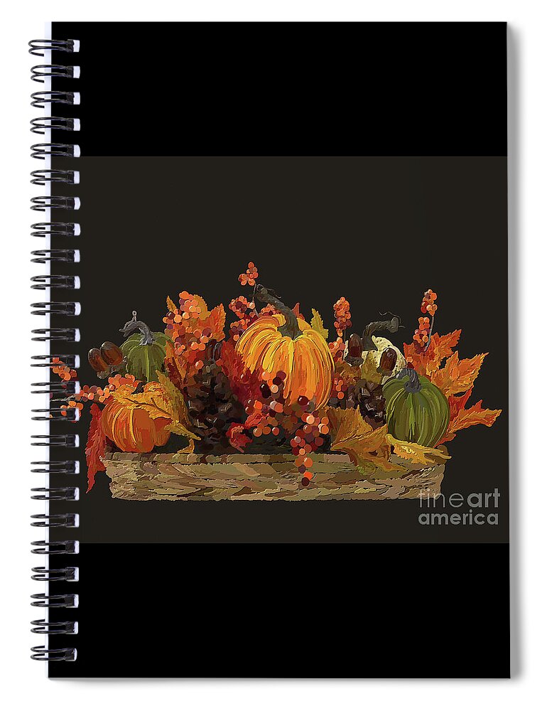 Autumn Spiral Notebook featuring the digital art Autumn's Bounty by Lois Bryan