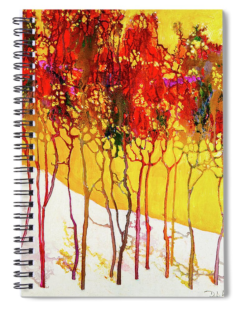 Abstract Spiral Notebook featuring the digital art Autumns Last Mosaic - Abstract Contemporary Acrylic Painting by Sambel Pedes