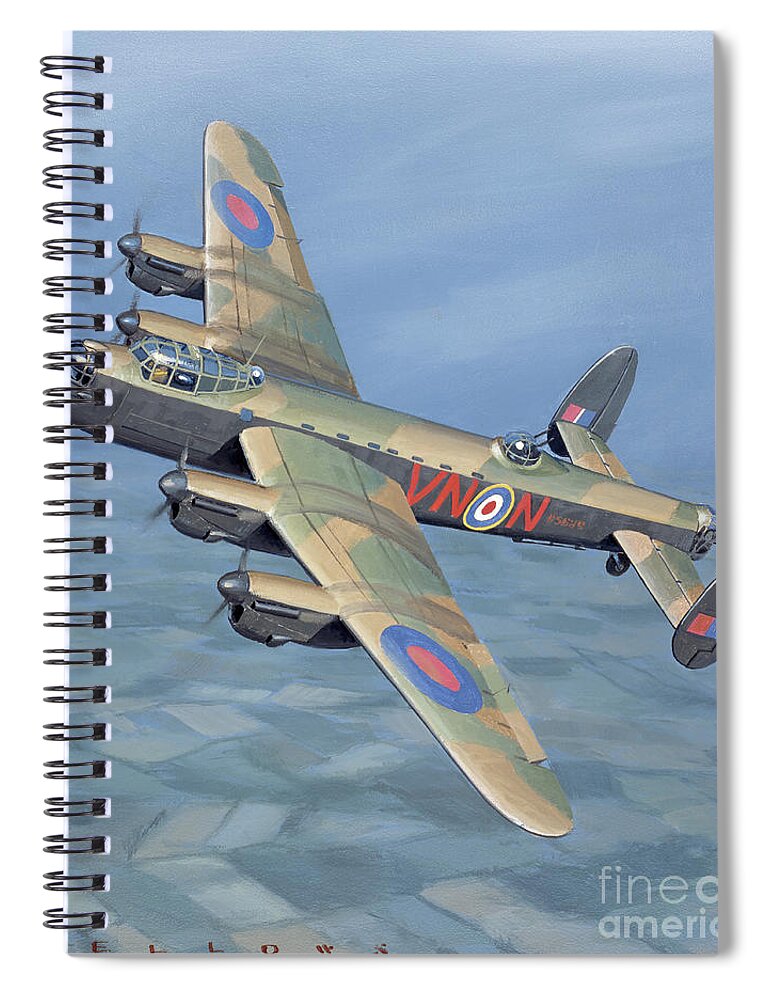 Aviation Spiral Notebook featuring the painting Avro Lancaster by Jack Fellows