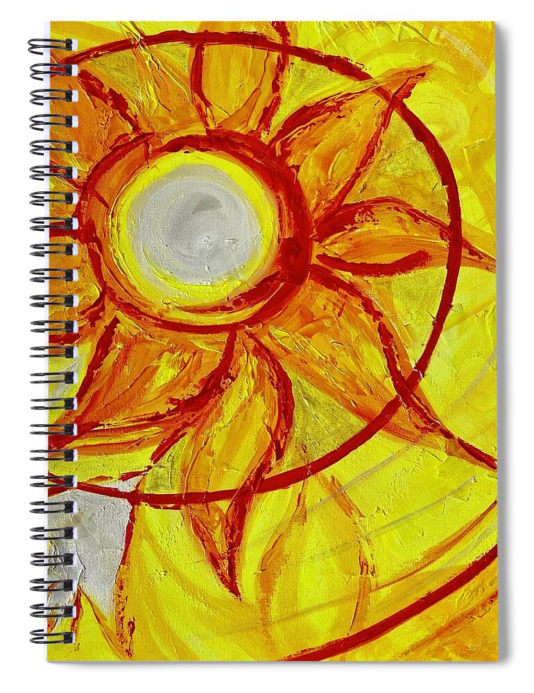 Yellow Spiral Notebook featuring the painting Awe by Deb Brown Maher