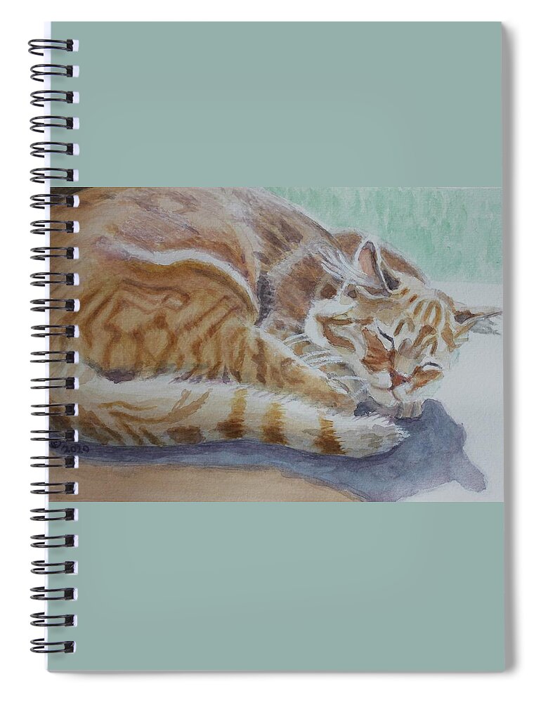 Cat Spiral Notebook featuring the painting Awimaweh by Vera Smith