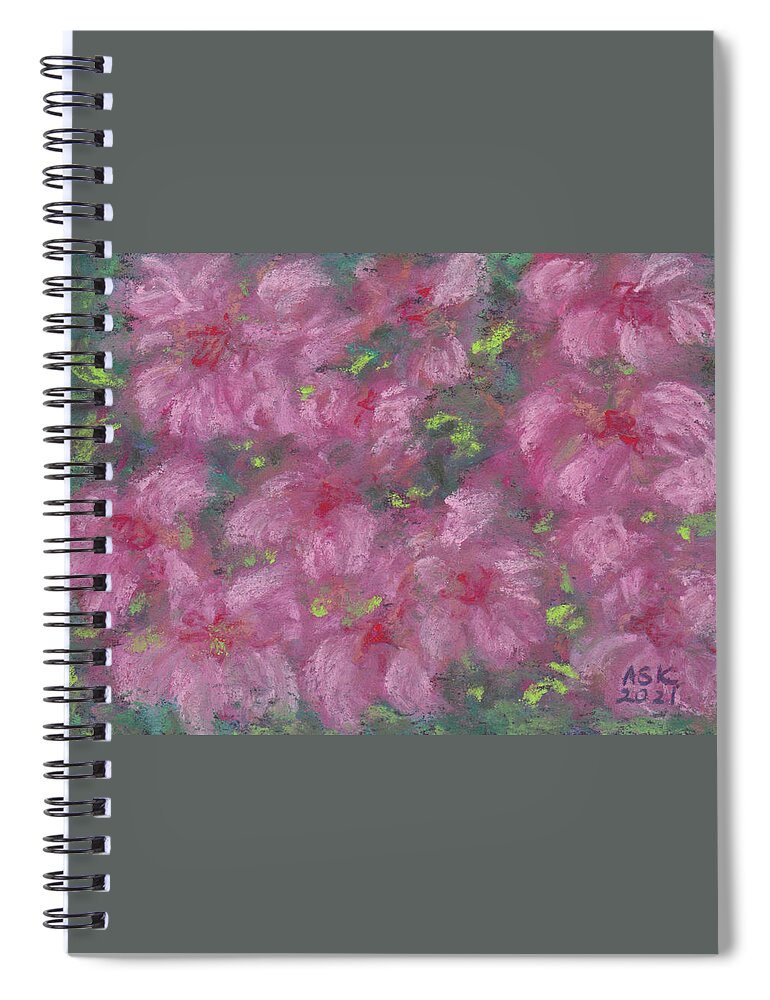 Azaleas Spiral Notebook featuring the pastel Azaleas on Green by Anne Katzeff