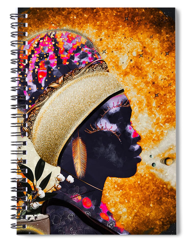 Black Art. Beautiful Spiral Notebook featuring the mixed media Azizza by Canessa Thomas