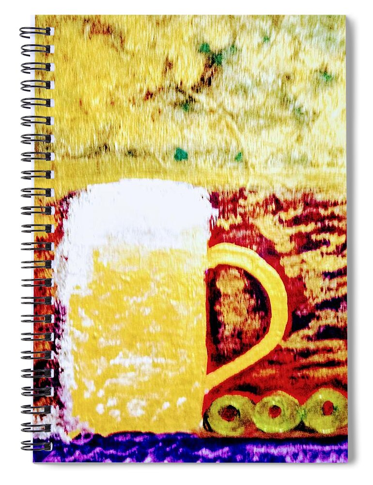 Aztec Spiral Notebook featuring the painting Aztec Beer Bar by Anna Adams