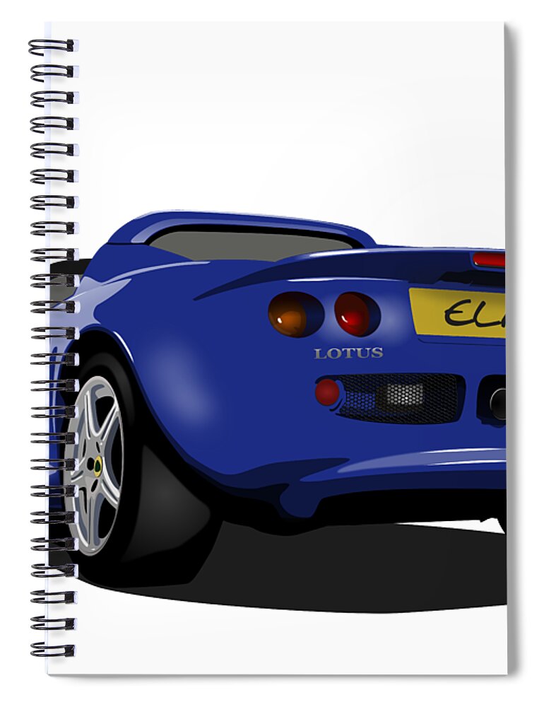 Sports Car Spiral Notebook featuring the digital art Azure Blue S1 Series One Elise Classic Sports Car by Moospeed Art
