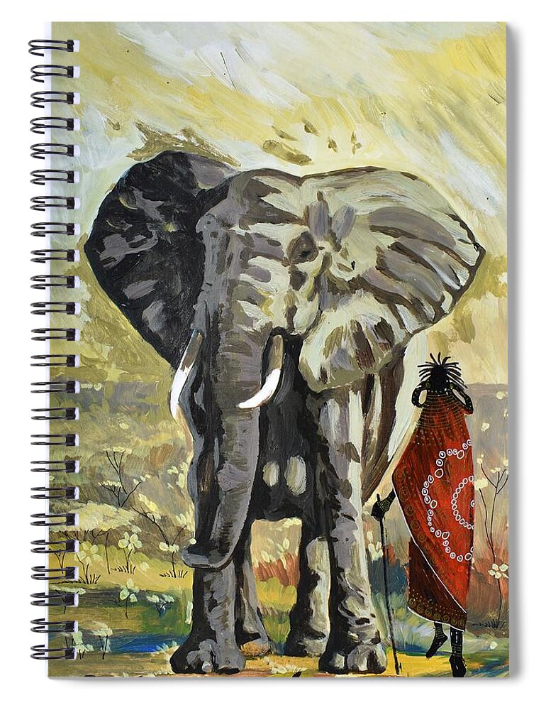Africa Spiral Notebook featuring the painting B-403 by Martin Bulinya