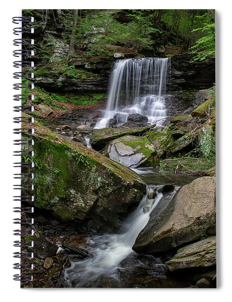 B Reynolds Falls Spiral Notebook featuring the photograph B Reynolds Falls Ricketts Glen State Park by Dan Sproul