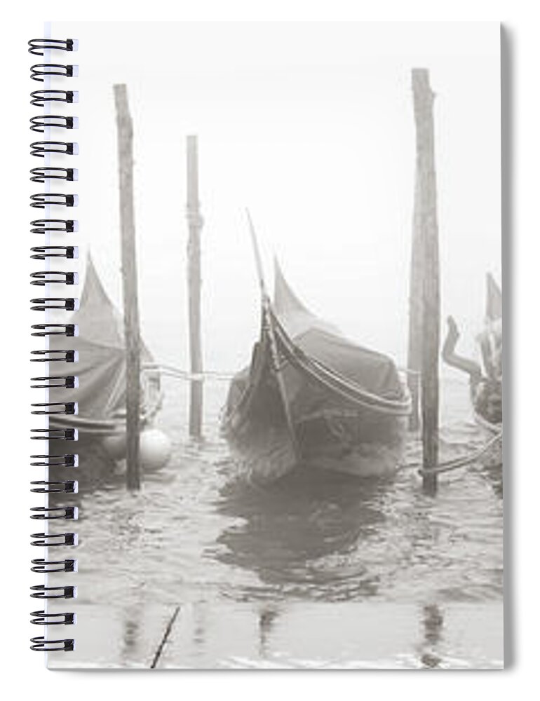 Fine Art Spiral Notebook featuring the photograph B_00682 - Sleeping gondolas, Venice by Marco Missiaja