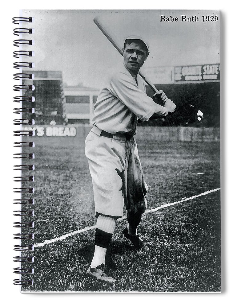 Babe Ruth 1920 New York Yankees Spiral Notebook by Mark Collier