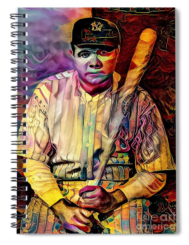 Wingsdomain Spiral Notebook featuring the photograph Babe Ruth The Lost Baseball Card 20210917 by Wingsdomain Art and Photography